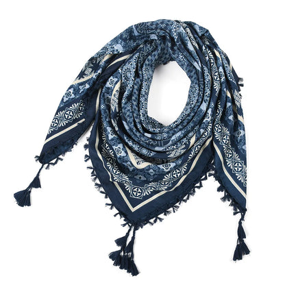 Scarf Winter Women Ladies Bohemian Print Shawl Russian Ethnic Wraps Tassel Scarves Bufanda Mujer Foulard Femme Square