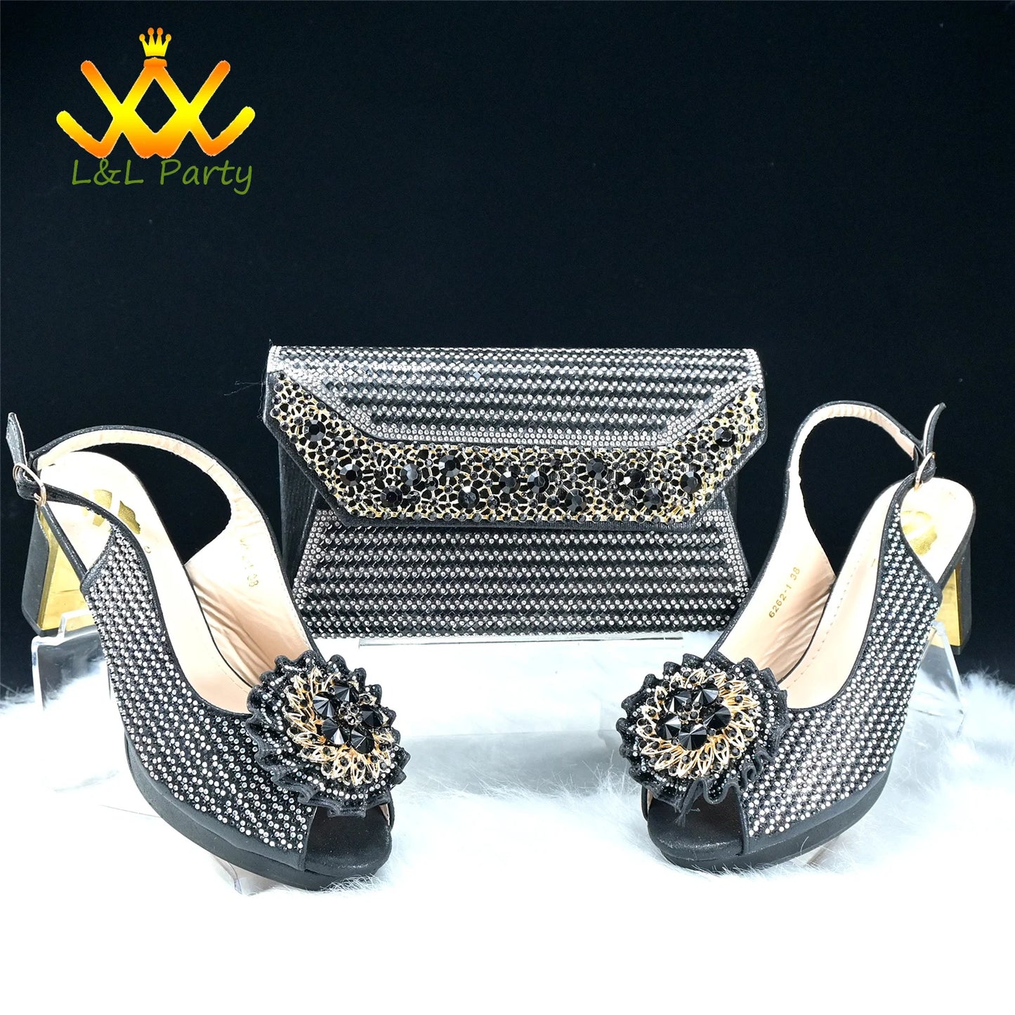 2024 Special New Arrivals Italian Women Shoes and Bag to Match in Green Color with Platform Shinning Crystal Sandal for Wedding