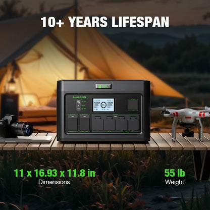 EBL Portable Power Station 2400W (Peak 4800W), 1843.2Wh LiFePO4 Solar Generator for Home Backup, RV & Camping, Fast 1.6H Recharge, 12 Output Ports with 4×120V Pure Sine Wave AC Outlets
