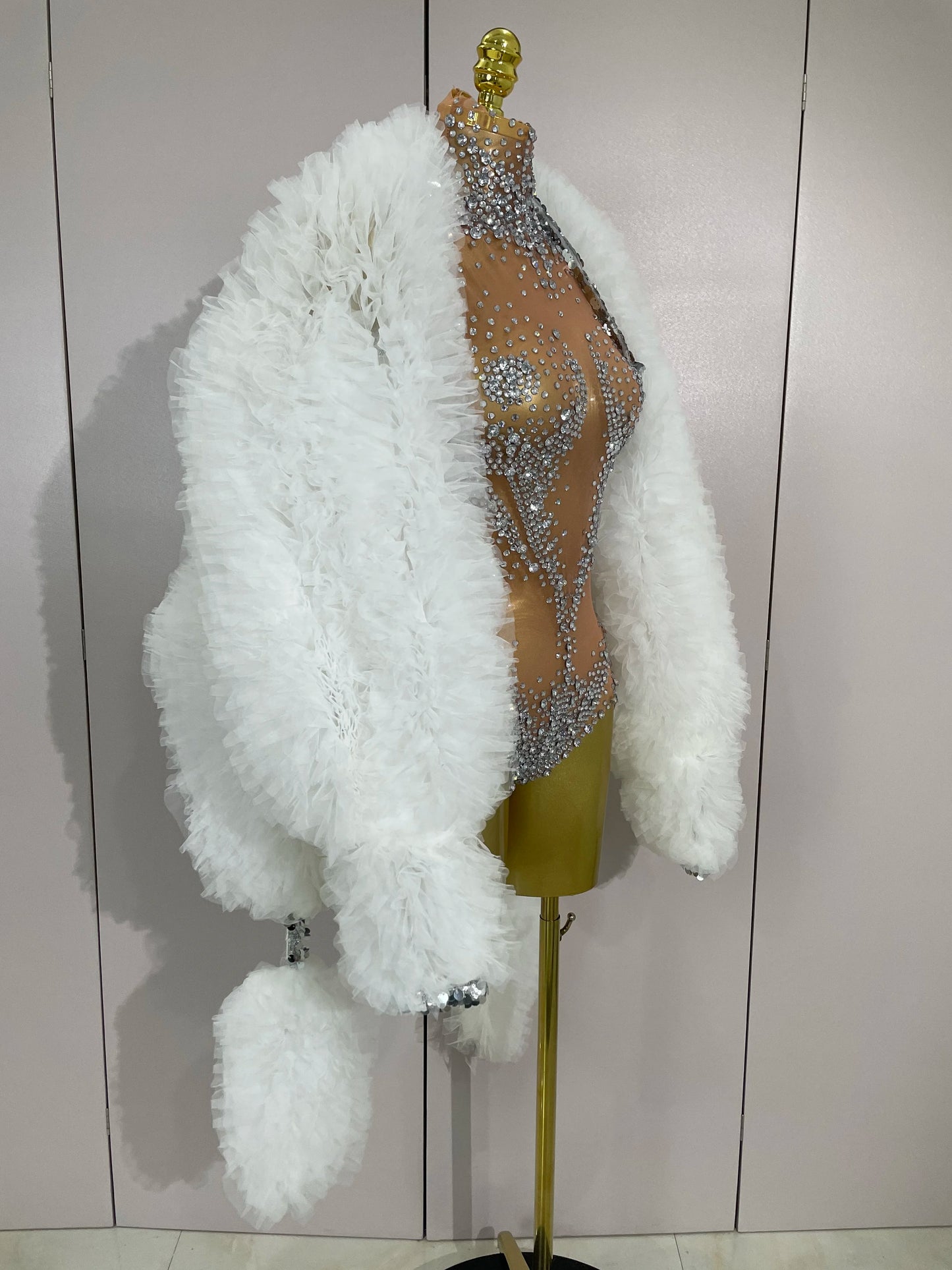 Sexy Stage Sparkly Rhinestone Mesh See Through Crystal Bodysuits Women Luxury Birthday Dancer Nightclub Bar Performance Outfit