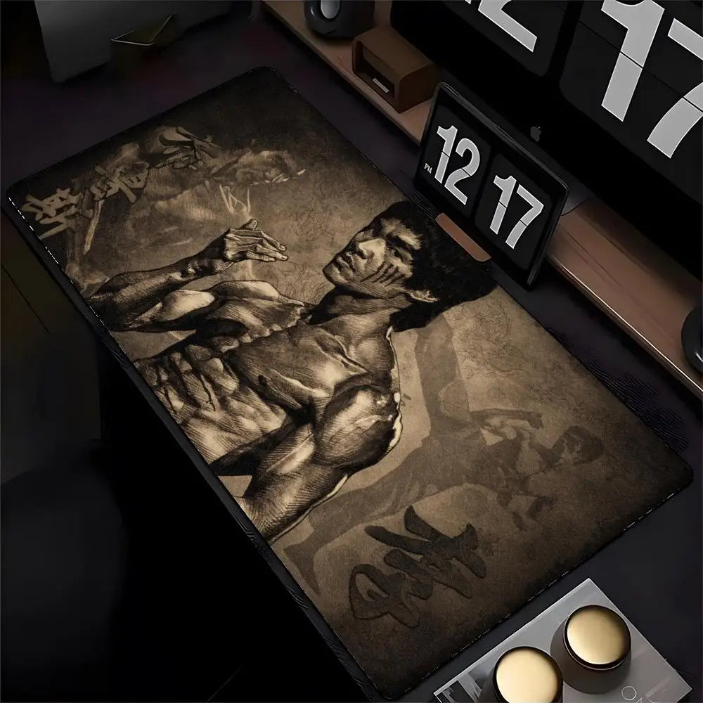 B-Bruce L-Lee Li Xiaolong K-Kung F-Fu Mouse Pad Mousepad HD Printing Computer Gamers Locking Edge Non-slip Mouse Pad XXL90x40cm