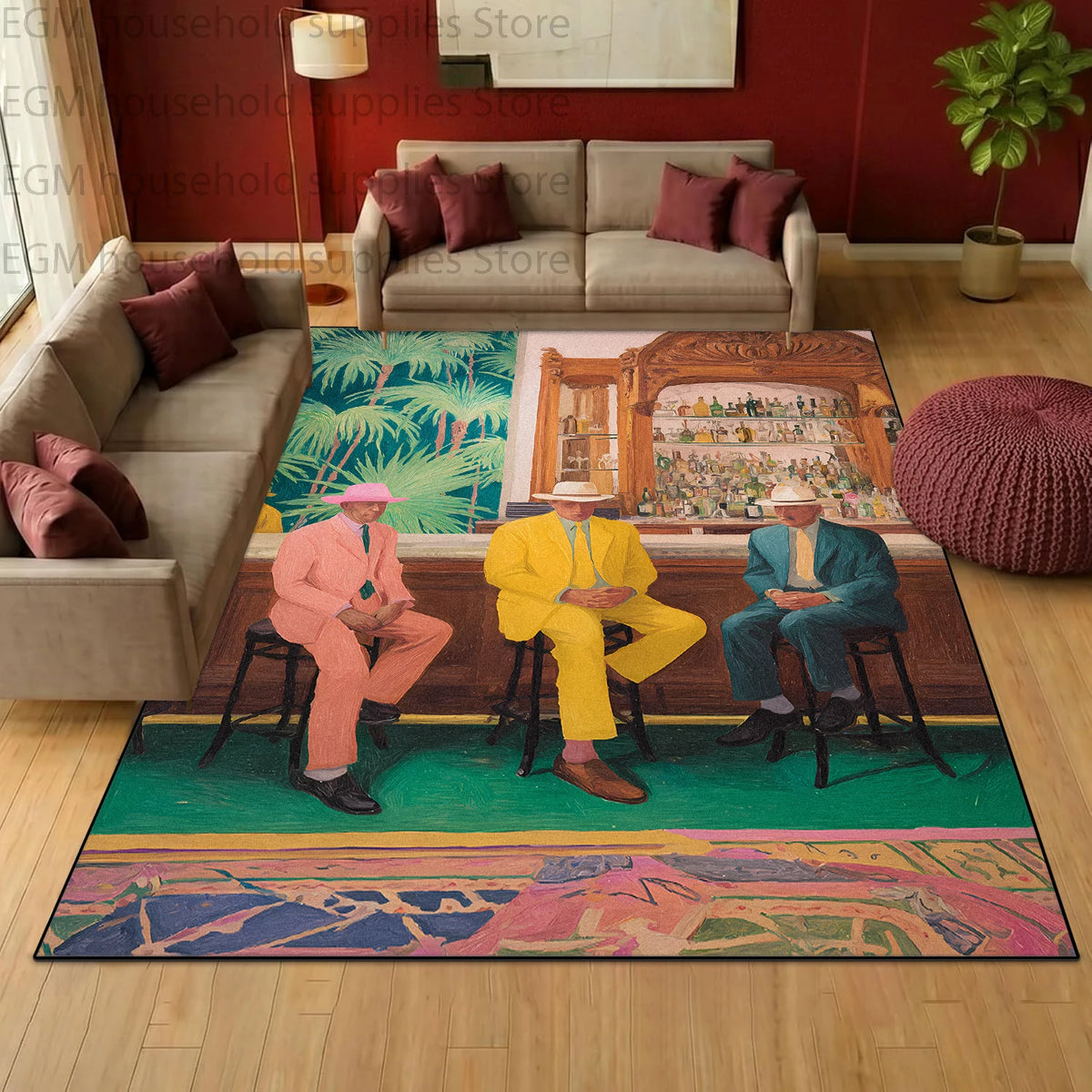 Retro Pop Art Oil Painting Carpet for Living Room Bohemian Home Decor Large Area Rugs Non-slip Washable Bedroom Fluffy Floor Mat