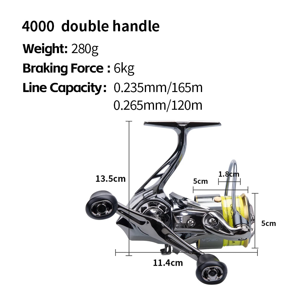 FISHINGFANS ORCA D01 Spinning Reel 5.2:1  5+1BB 6KG Max Drag,Lightweight CNC Spool for Lure Fishing,Smooth Power Transmission
