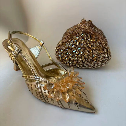 Insightlink Latest Shoes Women Luxury Rhinestone Crystal Pumps 2024 New Fashion Slippers Sandals Party Low Heels Elegant Italian