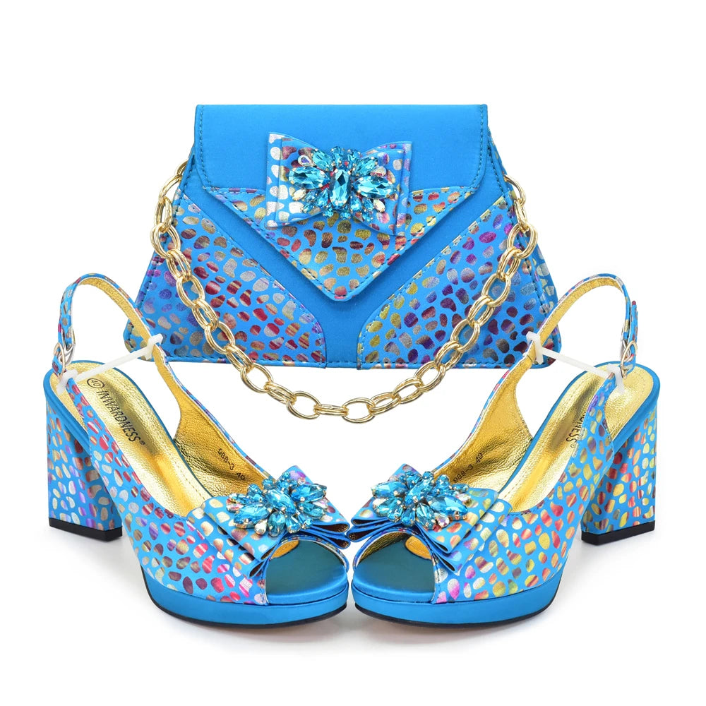 African Matching Shoes and Bags for Party Nigerian Ladies Super High Heels Sandals for Party Elegant Heeled Shoes for Women