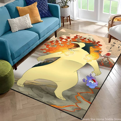 Japanese Anime Pokemon Card Retro Charizard Area Carpet for Living Room Home Decor Sofa Table Rug Anti Slip Chair Floor Mat Gift