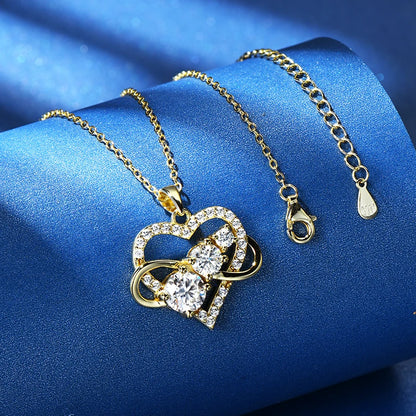 RAPRGOLD Certified Moissanite Infinite Love Heart Pendant Necklace Real S925 Sterling Silver for Women Fine Jewelry Gifts Cadena