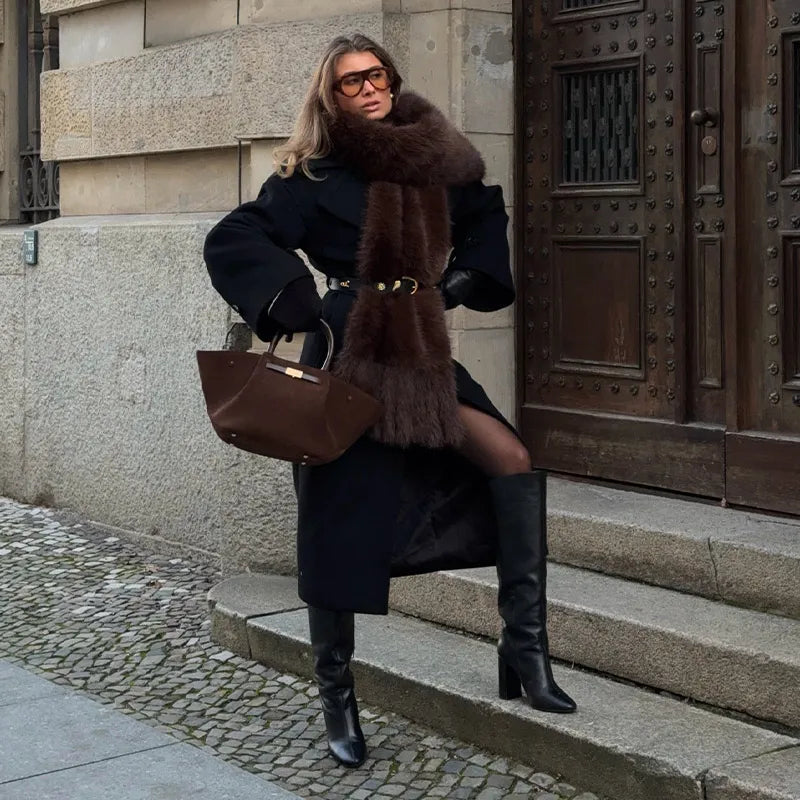 Faux Fur Tassels Scarf for Women Autumn Winter Fluffy Fur Neckerchief 2026 New Lady Luxury Shawl Scarves Clothing Accessories