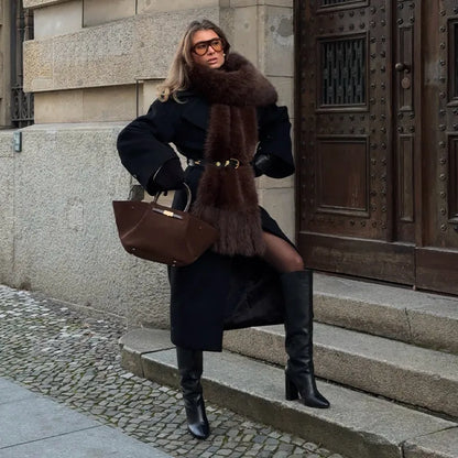 Faux Fur Tassels Scarf for Women Autumn Winter Fluffy Fur Neckerchief 2026 New Lady Luxury Shawl Scarves Clothing Accessories