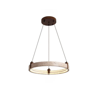 Wabi-sabi Style Natural Stone Pendant Lights Travertine Ring Suspension Luminaire Living Dining Room Home Decor Chandeliers