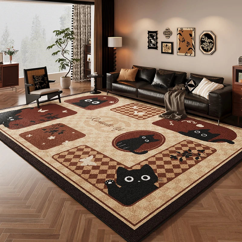 VIKAMA Antique Living Room Loop Pile Carpet Dirty Resistant Living Room Sofa Coffee Table Bedroom Bedside Rugs Home Decoration