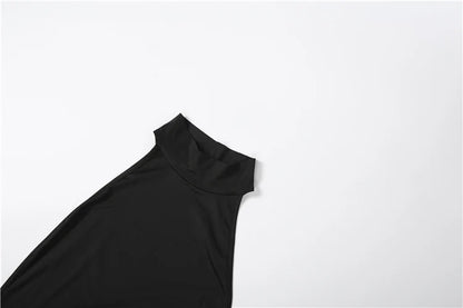 Whatiwear Playsuits Women Backless Turtleneck Sleeveless Solid Skinny Sexy Midnight Simple Classic Party Hottie Streetwear
