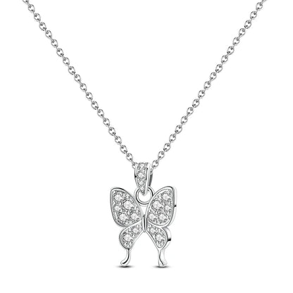 Luxury Necklace 925 Silver Original Sterling Zircon Dragonfly Butterfly Firefly Star Moon Chain Link For Women Wedding Jewelry