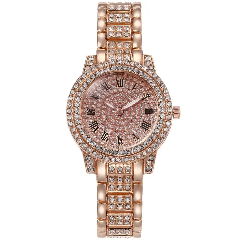 New Luxury Shiny Diamond Watch for Women Elegant Quartz Steel Bracelet Watches Zircon Crystal Fashion Wristwatch Clock Gifts