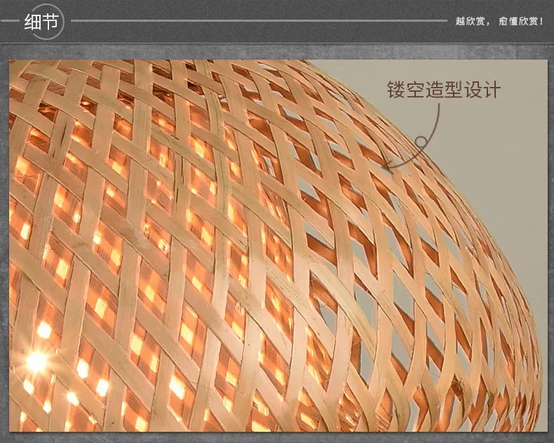 2025 Newest Bamboo Pendant Lamps Ceiling Lights Rattan Wicker Lustre Hand Knit Braiding Suspended Home Dining Braided Decor Hot