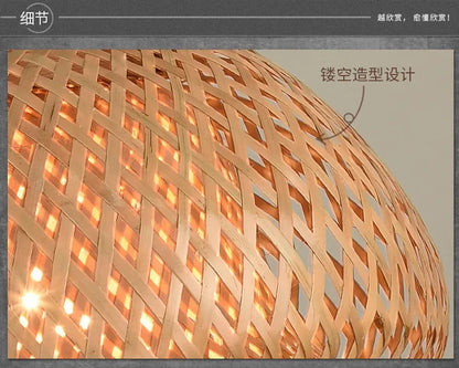 2025 Newest Bamboo Pendant Lamps Ceiling Lights Rattan Wicker Lustre Hand Knit Braiding Suspended Home Dining Braided Decor Hot
