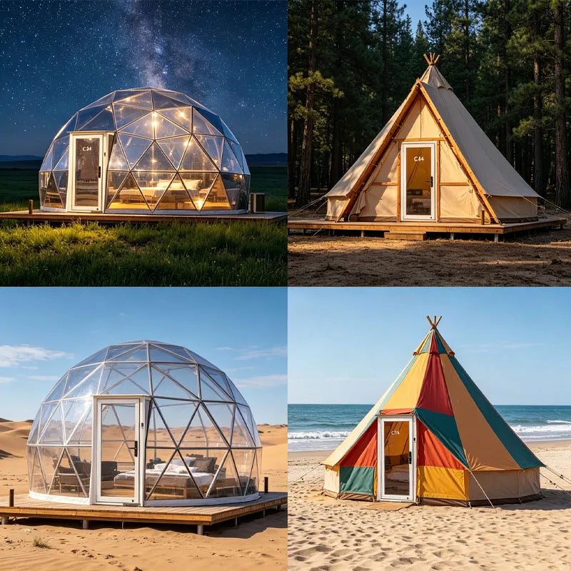 Luxury Glamping Dome House Geodesic Tent with Thermal Insulated Cover for Outdoor Camping Customizable