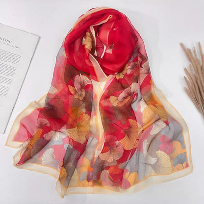Floral Chiffon Scarf for Women - 160x50cm Silky Georgette, Lightweight  Summer Beach Wrap & Sun Protective Hijab