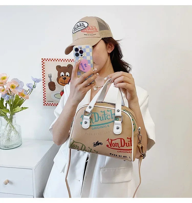 Women Bag Y2K Luxury Designer Handbag Shopping Crossbody Graffiti Purses PU Leather Shoulder Bags for Women