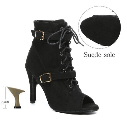SWDZM New Ladies Dance Shoes Ballroom Dance Boots Denim Jazz Dance Shoes Girls Sexy Pole Dance Ballroom Dance Cowboy Boots