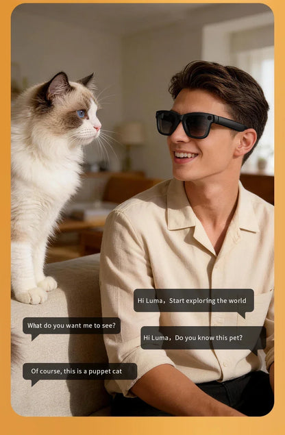 Smart Glasses with EIS Anti-shake 1080P Shooting Real-time Translation of Conversations Photos Long-lasting Music Smart Glasses