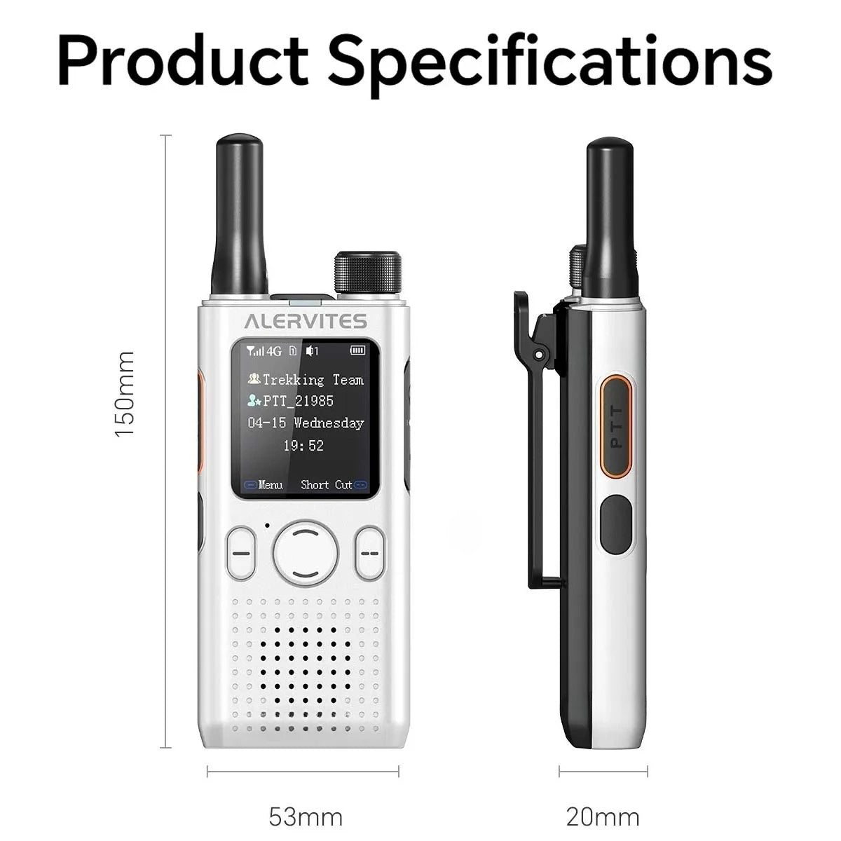 ALERVITES 2PCS AT1 POC Public Network Walkie Talkie Unlimited Global Communication Range Ultra-thin Portable Two Way Radio