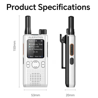 ALERVITES 2PCS AT1 POC Public Network Walkie Talkie Unlimited Global Communication Range Ultra-thin Portable Two Way Radio