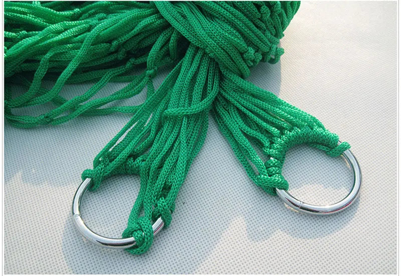 Outdoor Camping Hammock Portable Net Swing /Tree Straps, Single or Double Mesh Nylon Hammock for Outside, Hiking, and Travel