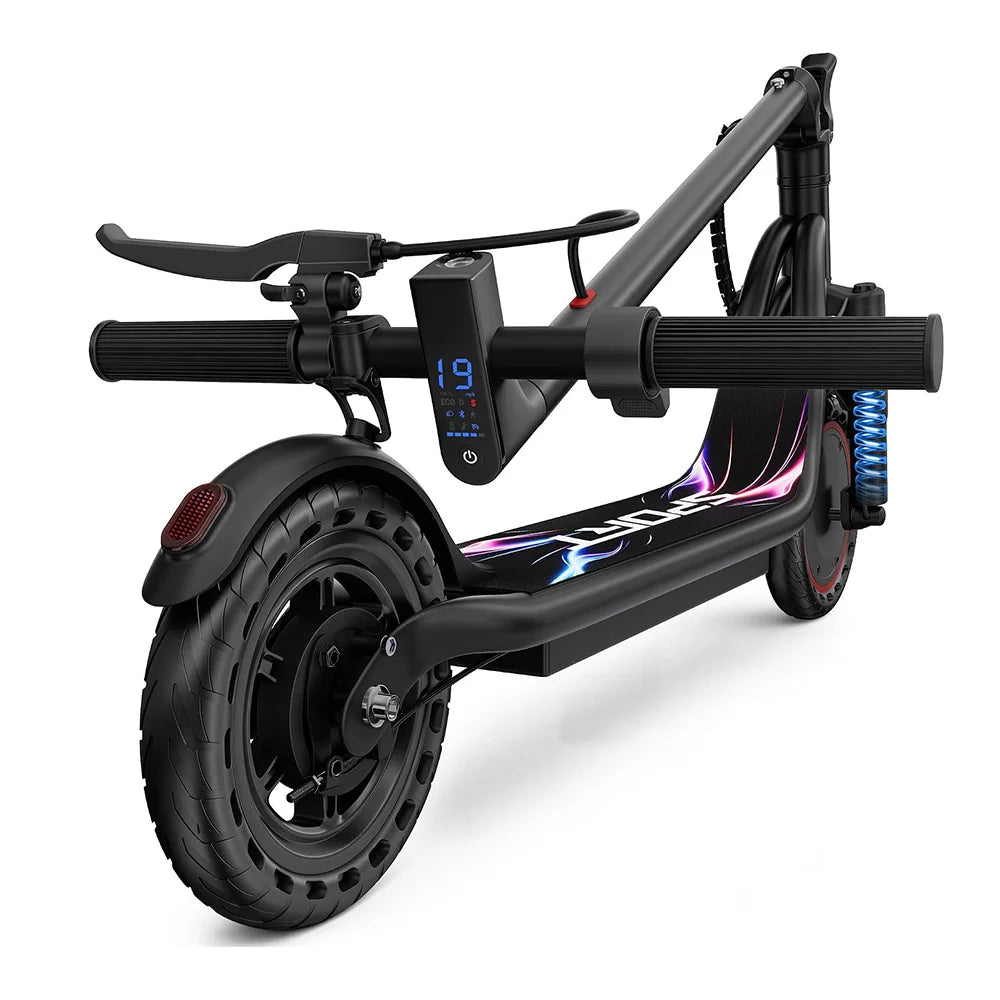 8.5''Solid Electric Scooter, 350W Powerful Motor & 19MPH Top Speed, 21 Miles Range, Folding E Scooter with Front Suspension for Teens and Adults