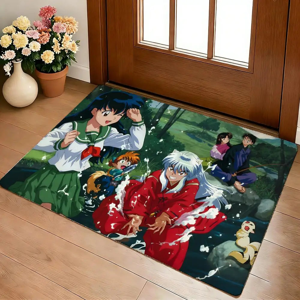 A-I-I-Inuyashas Floor Mat Cozy Flannel Soft Thick Non-Slip Mat For Living Room Bedroom Kitchen Decor Rugs