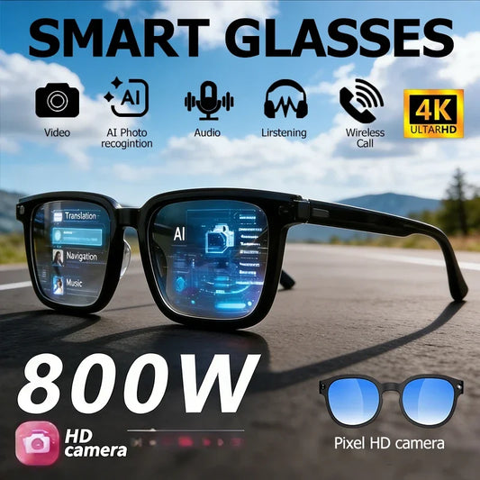 4K AI Smart Glasses with Camera, Anti-Shake Video Recording & WiFi Transmission, Real-Time Translation Smart Glasses