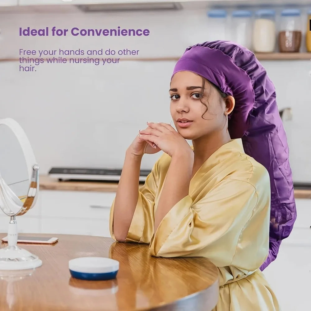 A multifunctional hot oil dry hair cap, compatible with hair dryers, provides constant temperature hair care and maintenance