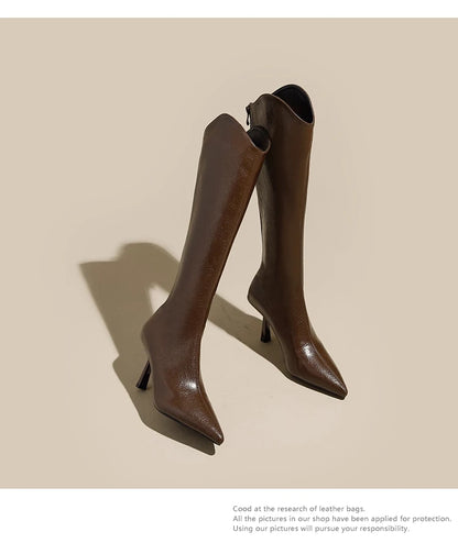 2025 Autumn New Products Women's Brown Suede High-Top Thigh Boots Pointed Toe Stiletto High Knight Boots