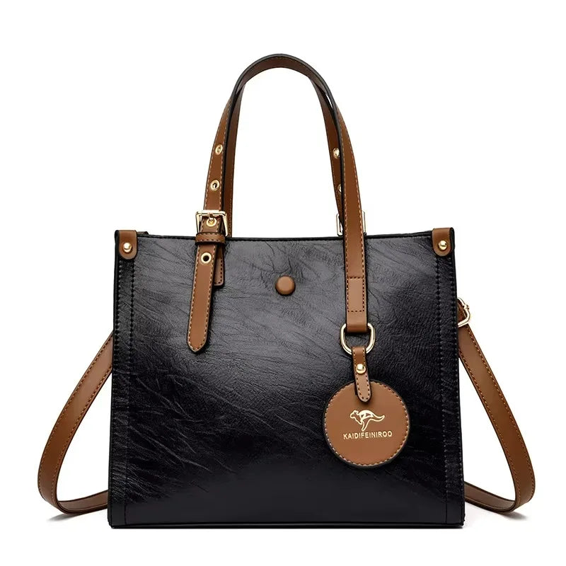 Genuine Soft Pu Leather Handbags for Women Vintage Shoulder Tote Bag Luxury Designer Ladies Large Capacity Purse Bags Sac A Main