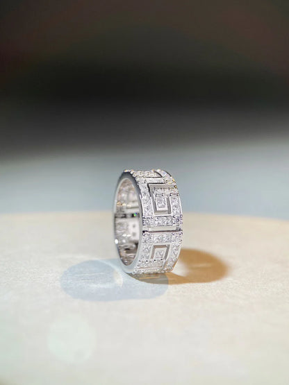 Luxury Solid 18K white gold and platinum PT950 couple ring men and women insMoissanite Diamond Ring full diamond ring