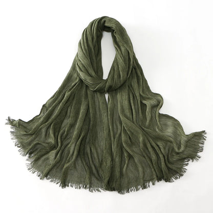 Women Crinkle Modal Rayon Hijab Muslim Scarf Shawls Solid Color Headband Femme Breathable Headwrap Turban Ramanda 180*70cm