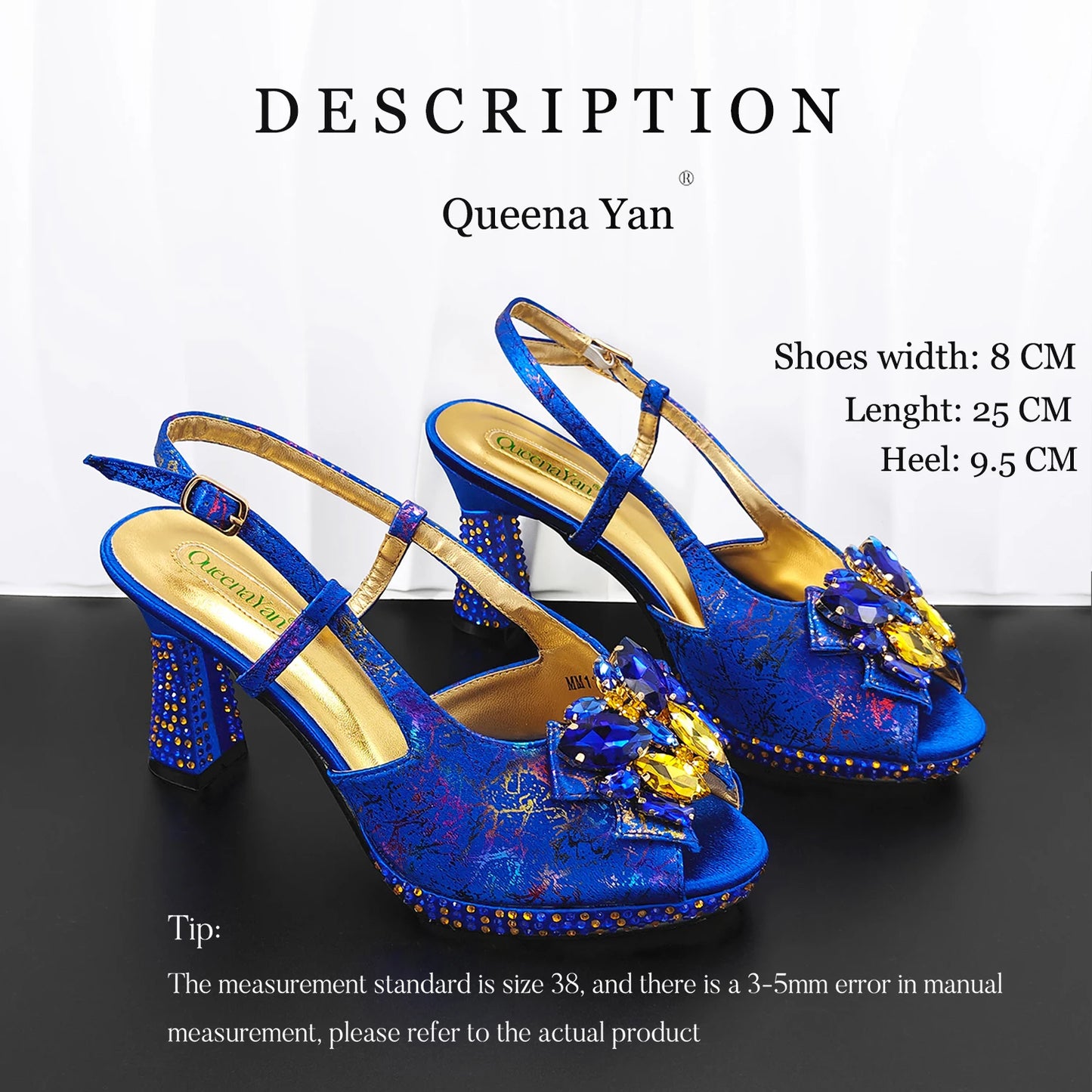 New Design Rhinestone High Heels for Women Fashion Style Peep Toe High Heel Lady Shoes and Bag Set for Party Wedding