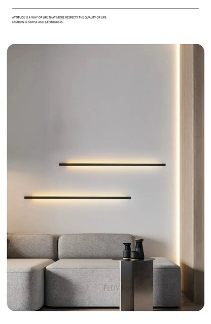 Modern Minimalist Long Wall Lamp LED Wall Mounted Light Indoor Living Room Bedroom Background Lamp Home Decora Fixtures 110/220V