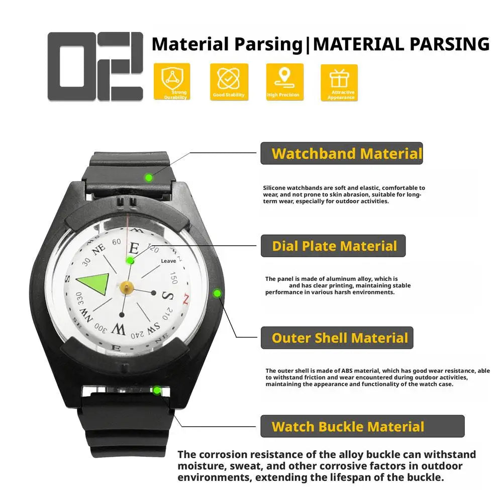 Portable Waterproof High Precision Wrist Watch Compass Teaching Aids Gift Compact Navigation Tool