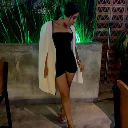 Bangniweigou White Strapless Tube Playsuit Spring Autumn High Stretchy Off Shoulder Tight Short Jumpsuit Casual Catsuit Shorts