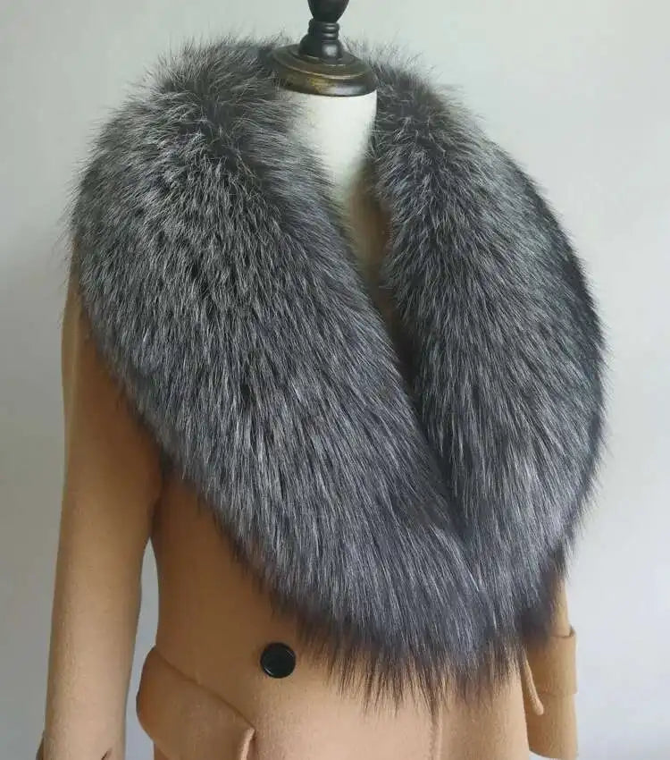 Real Fox Fur Collar for Women Coat Jacket Female Wraps Winter Warm Fur Scarf Extra Large Size Neck Warmer Fur Shawls Scarves