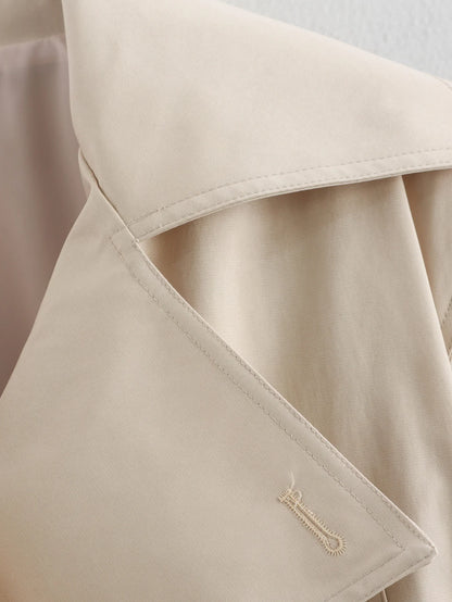 SLTNX 2026 New Women's British Wind Trench Coat Style Double-breasted Long Sleeve Belt Lapel Jacket Short Coat