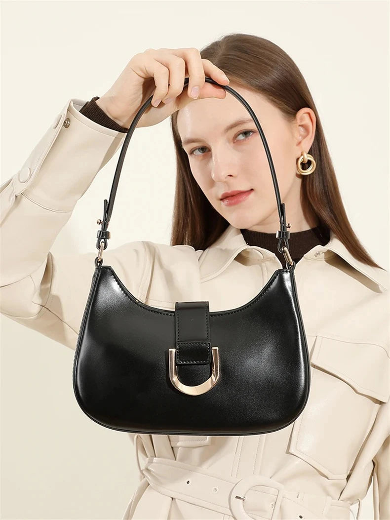 Elegant PU Crescent Shoulder Bags for Women 2025 Luxury Designer Crossbody Purse Underarm Ladies Handbags