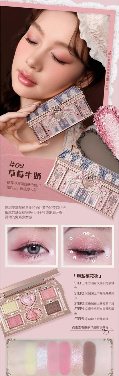 Flowerknows THE SWEETIE BEAR COLLECTION Makeup Gift Set All In Concealer Palette Blush Setting Powder Lip Jelly Gift Box Mirror