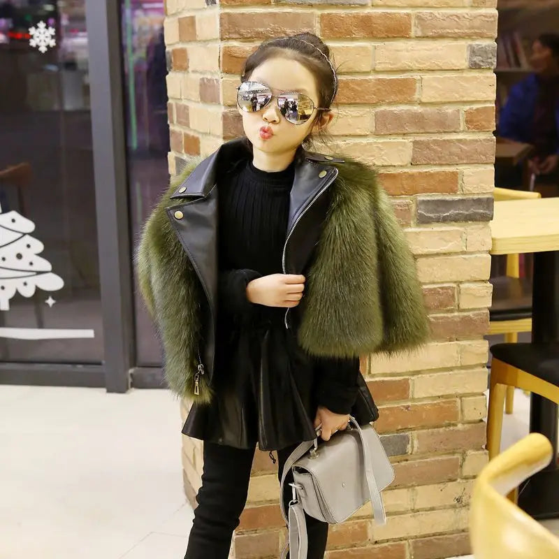 Girls Fur Coat Jacket Cotton Outwear Overcoat 2025 Stylish Warm Thicken Plus Velvet Winter Autumn Teenager Fuzzy Children's Clot