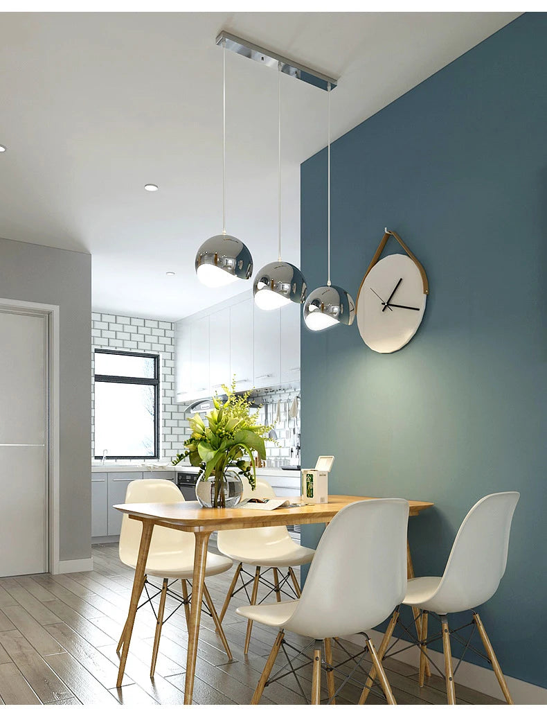 Nordic Rose Gold Pendant Lights Plated Metal Hanging Lamp Fixtures Dining Room Kitchen Island Bar Cafe Indoor Decor Lighting E27
