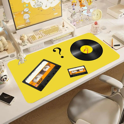 Large Size Mousepad Table Mat For Bedroom Learning Games Nostalgic Vinyl Cassette Themed For Laptop Office Desktop Mat