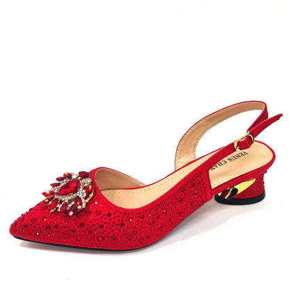 Purple 2024 Italian Design Girly Style Opend Toe Shoes And Bag Full Diamond Decoration with Appliques for Wedding Party