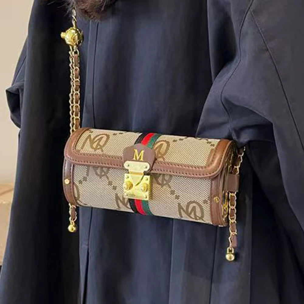 Light luxury brand-name high-end designer bag female 2025 new spring and summer niche shoulder bag messenger bag cylinder bag