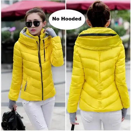 Winter Jacket for Women Tops Womens Parkas Thicken Outerwear Solid Coats Short Female Slim Cotton Padded Basic Clothing